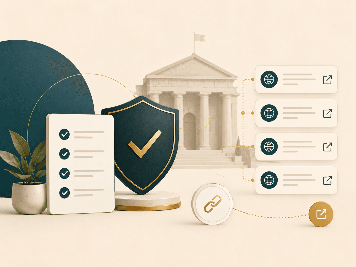 Trust shield and official source link icons representing verified public information